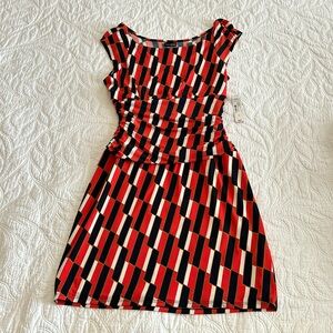 Orange and Navy cap sleeve dress. NWT. Above the knee.